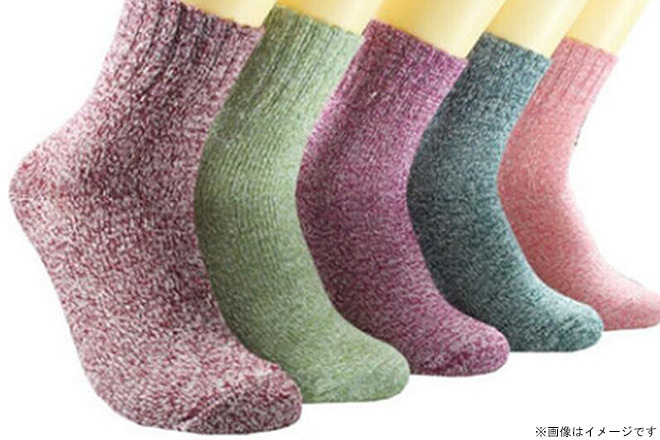 【1月限定☆ニューイヤー駅伝 優勝セール】くまポン byGMO【還元UP中】これからの季節に「レディース厚手靴下 5足セット」